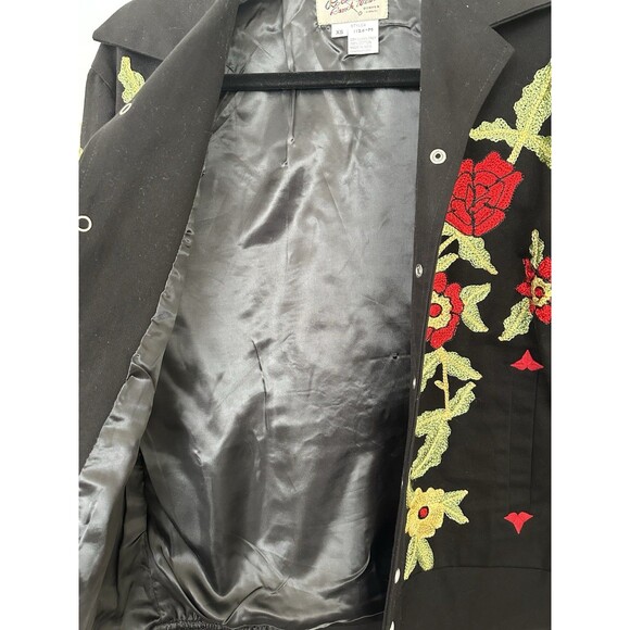 Rockmount Ranch Wear Western Bolero Jacket Black Floral Embroidered Roses XS - Picture 6 of 13